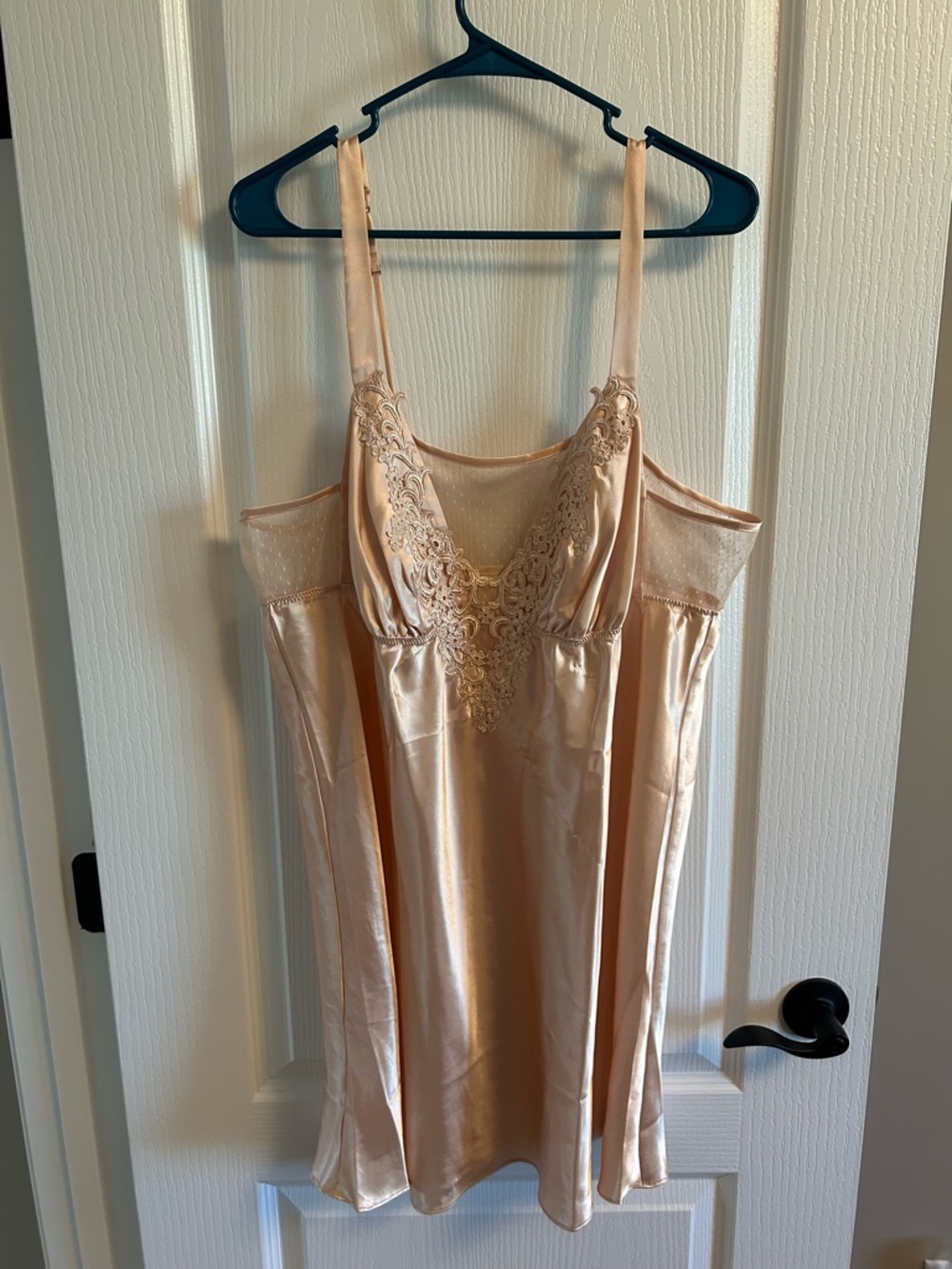 Delicate Satin Lace Chemise Slip in Blush Peach